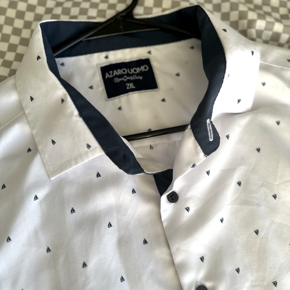 Tropical theme Shirt for men 2XL white and navy blue